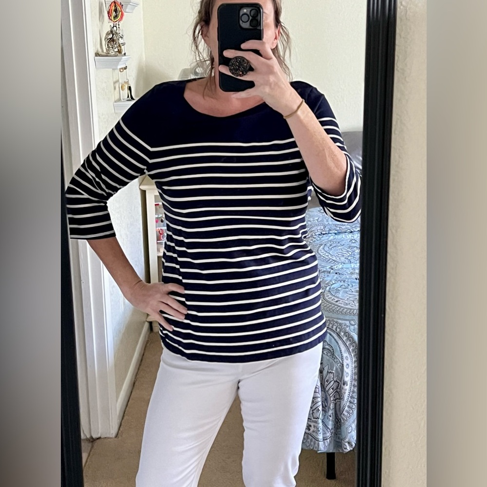 ‘a new day’ by Target navy & white striped 3/4” length sleeve top XXL